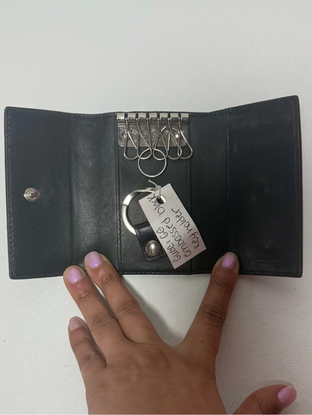 Gucci Black Perforated GG Embossed Key & Card Holder